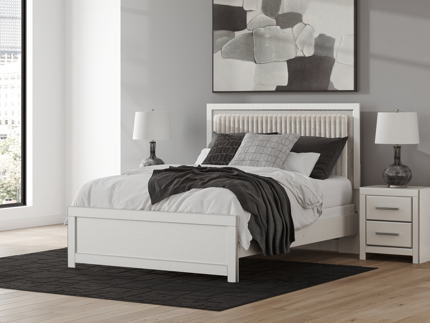 Auburndale Furniture Outlet - Ashley Furniture - Zuraleus Bedroom - Queen Upholstered Panel Bed / White - PCB3381B6