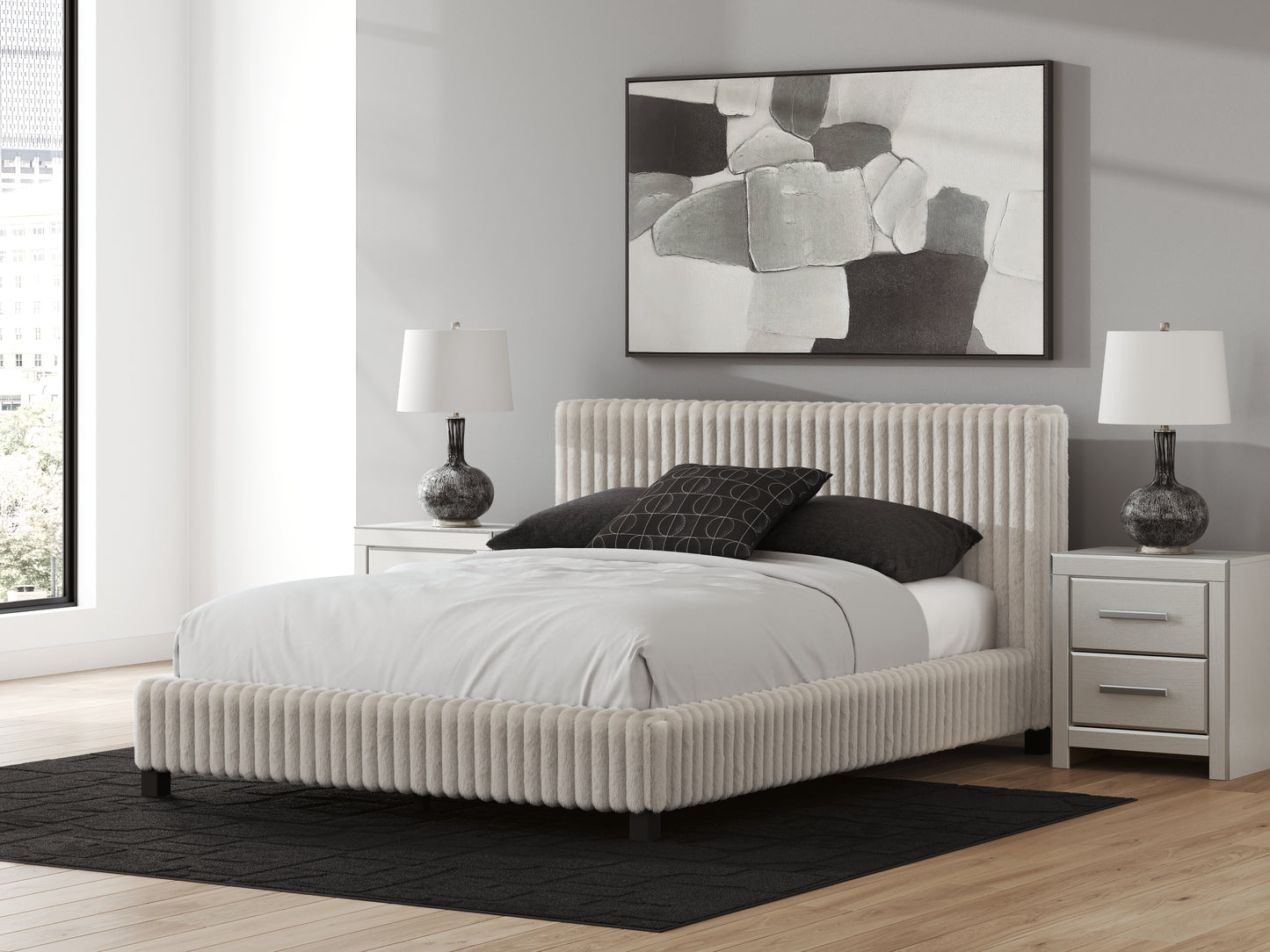 Auburndale Furniture Outlet - Ashley Furniture - Zuraleus Bedroom - Queen Upholstered Bed / White - PCB3381B11