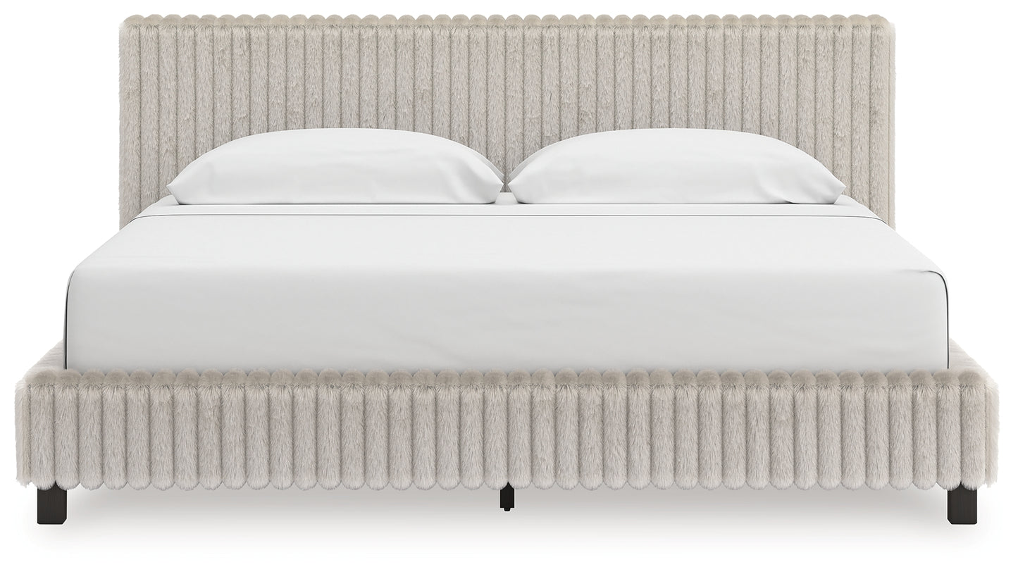 Auburndale Furniture Outlet - Ashley Furniture - Zuraleus Bedroom - California King Upholstered Bed / White - PCB3381B14