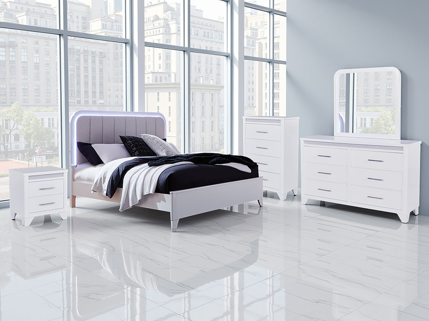 Auburndale Furniture Outlet - Ashley Furniture - Jarlee Bedroom - Queen Upholstered Panel Bed / White - PCB392B2