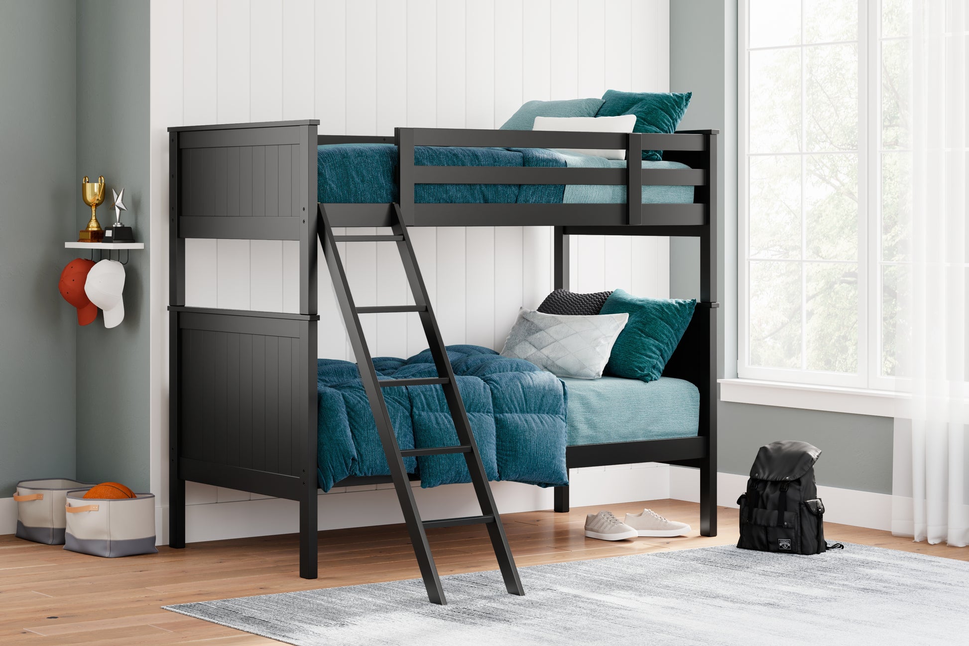 Auburndale Furniture Outlet - Ashley Furniture - Nextonfort Bedroom - Twin over Twin Bunk Bed / Black - B396B7