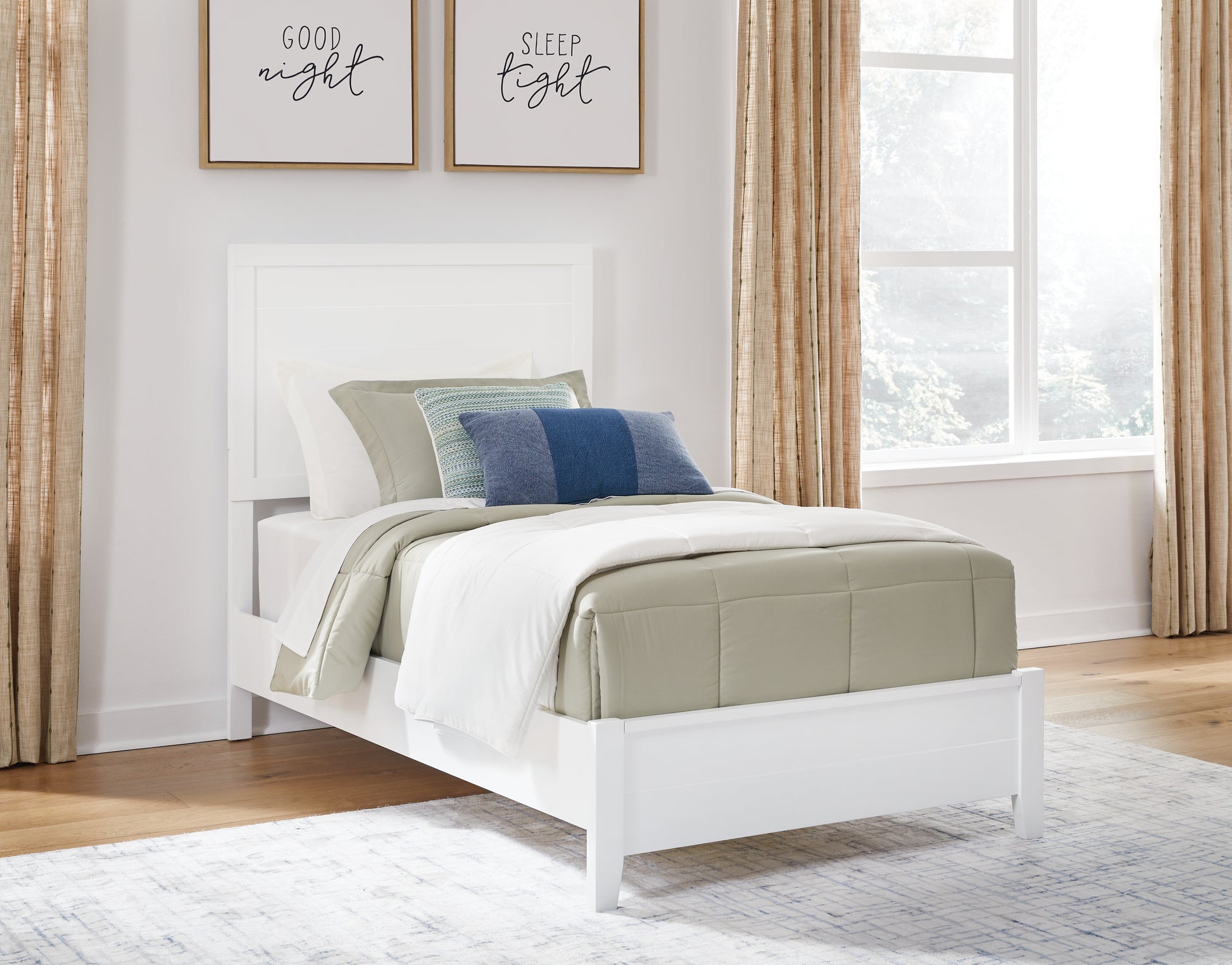 Auburndale Furniture Outlet - Ashley Furniture - Binterglen Bedroom - Twin Panel Bed / White - B427B2