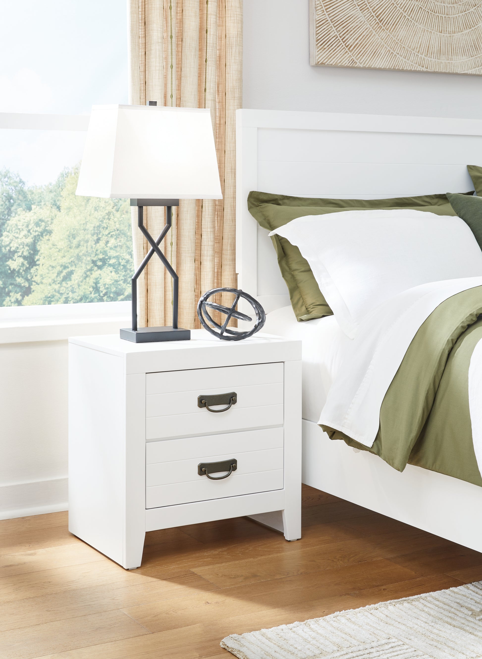 Auburndale Furniture Outlet - Ashley Furniture - Binterglen Bedroom - Two Drawer Night Stand / White - B427-92
