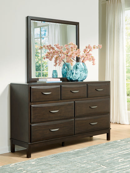 Auburndale Furniture Outlet - Ashley Furniture - Vanmore Bedroom - Dresser and Mirror / Dark Brown - B479B1