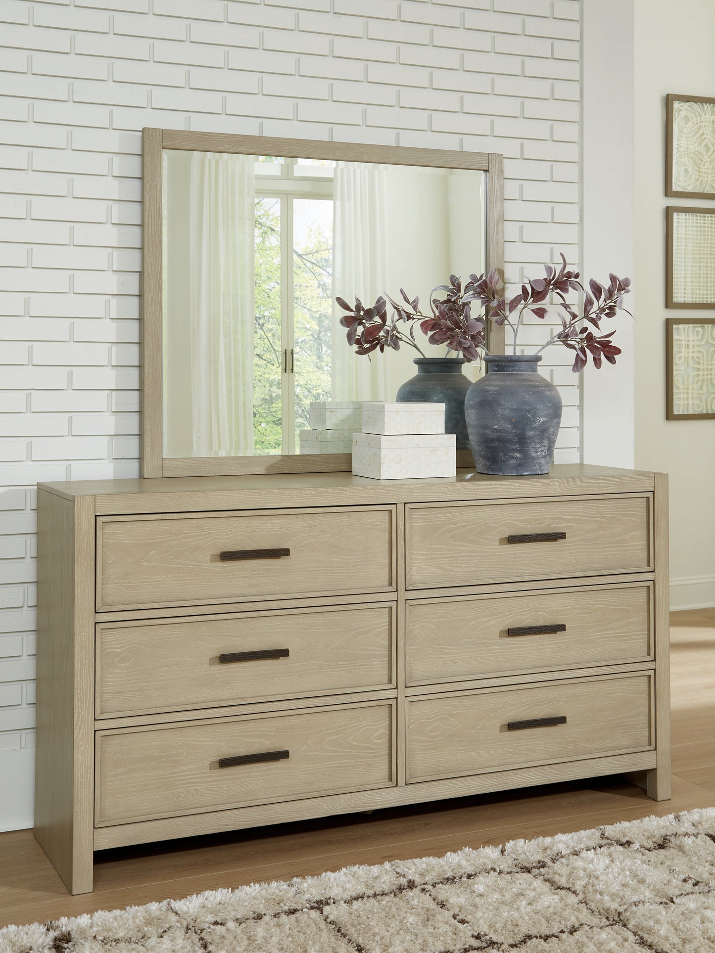 Auburndale Furniture Outlet - Ashley Furniture - Calmoro Bedroom - Dresser and Mirror / Gray - B602B1