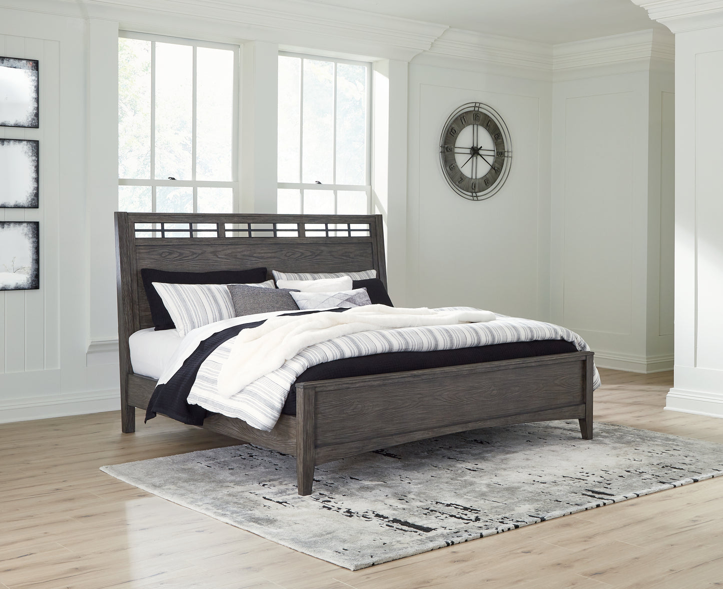 Auburndale Furniture Outlet - Ashley Furniture - Montillan Bedroom - California King Panel Bed / Grayish Brown - B651B5