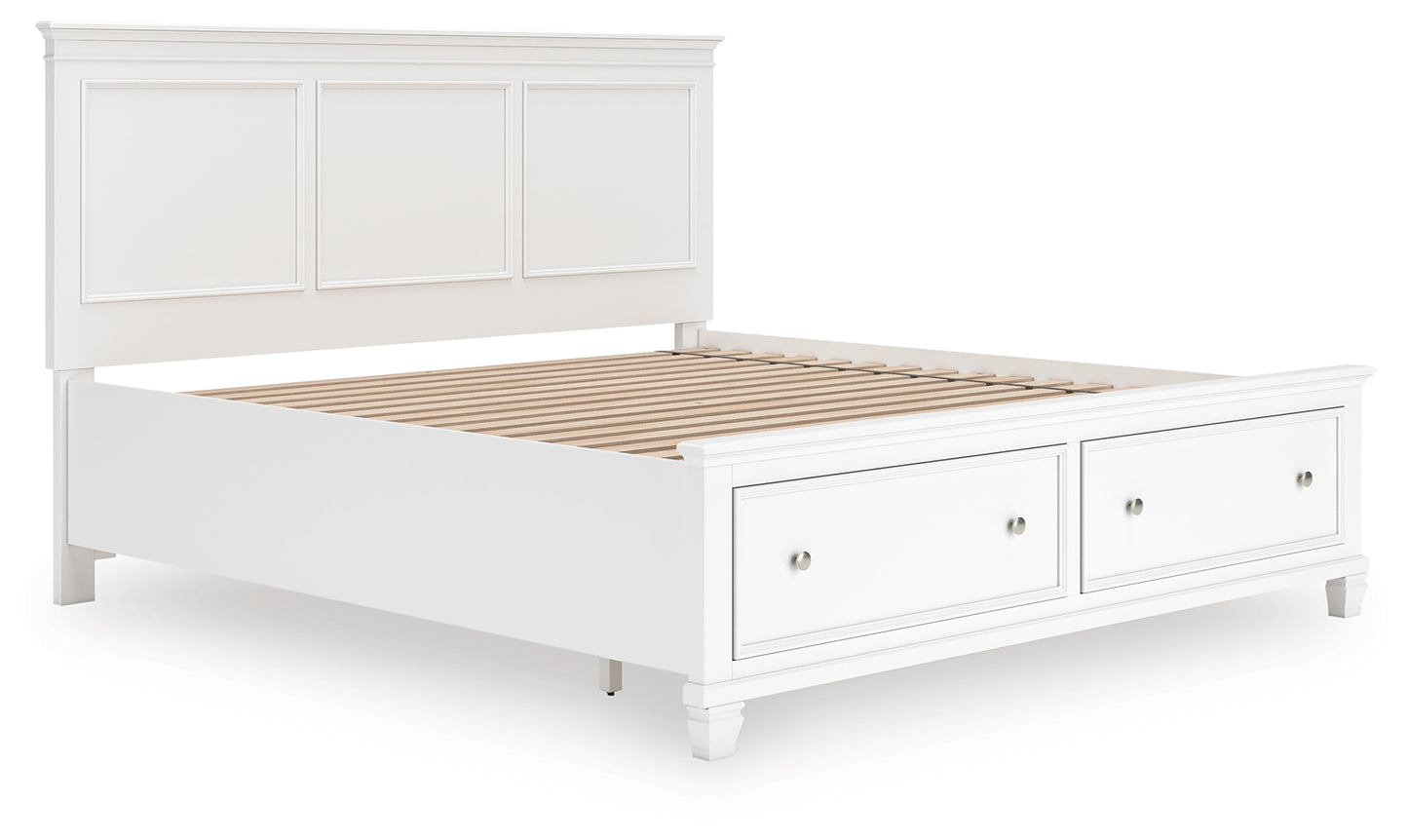Auburndale Furniture Outlet - Ashley Furniture - Fortman Bedroom - King Panel Storage Bed / White - B680B22