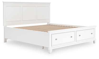 Auburndale Furniture Outlet - Ashley Furniture - Fortman Bedroom - King Panel Storage Bed / White - B680B22