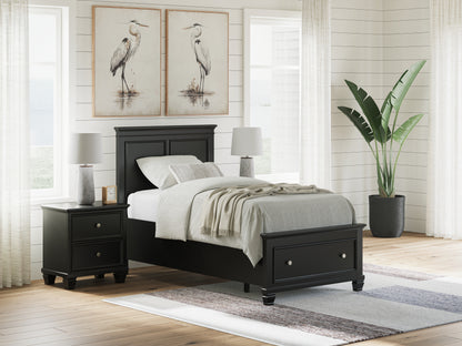 Auburndale Furniture Outlet - Ashley Furniture - Lanolee Bedroom - Twin Panel Storage Bed / Black - B687B21