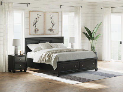 Auburndale Furniture Outlet - Ashley Furniture - Lanolee Bedroom - King Panel Storage Bed / Black - B687B19