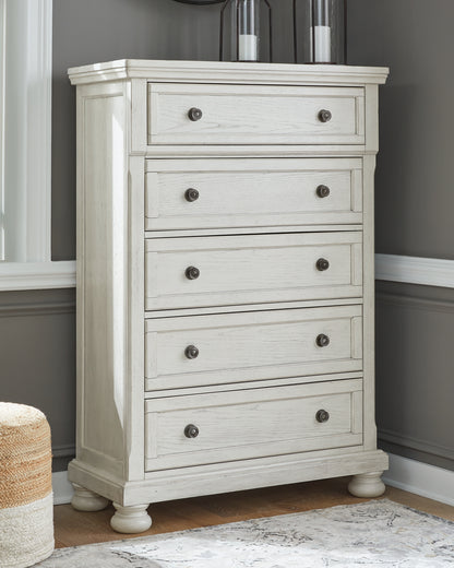 Auburndale Furniture Outlet - Ashley Furniture - Robbinsdale Bedroom - Five Drawer Chest / Antique White - B742-46