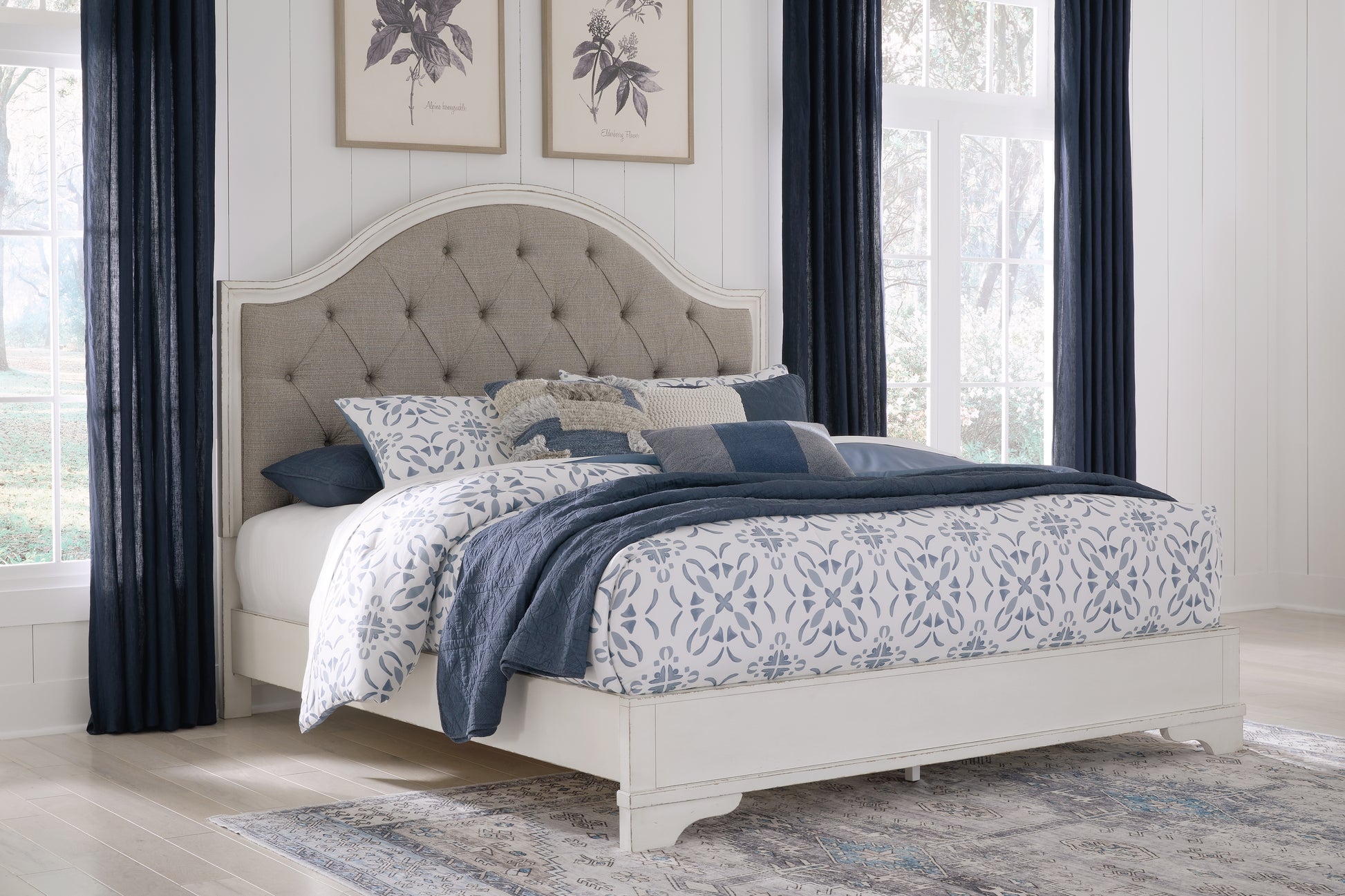 Auburndale Furniture Outlet - Ashley Furniture - Blendon Bedroom - King Upholstered Panel Bed / Rustic Brown - B747B3