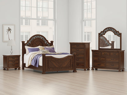 Auburndale Furniture Outlet - Ashley Furniture - Lavinton Bedroom - Queen Poster Bed / Brown - B764B5