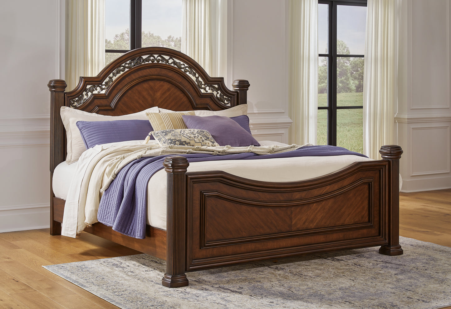 Auburndale Furniture Outlet - Ashley Furniture - Lavinton Bedroom - King Poster Bed / Brown - B764B9