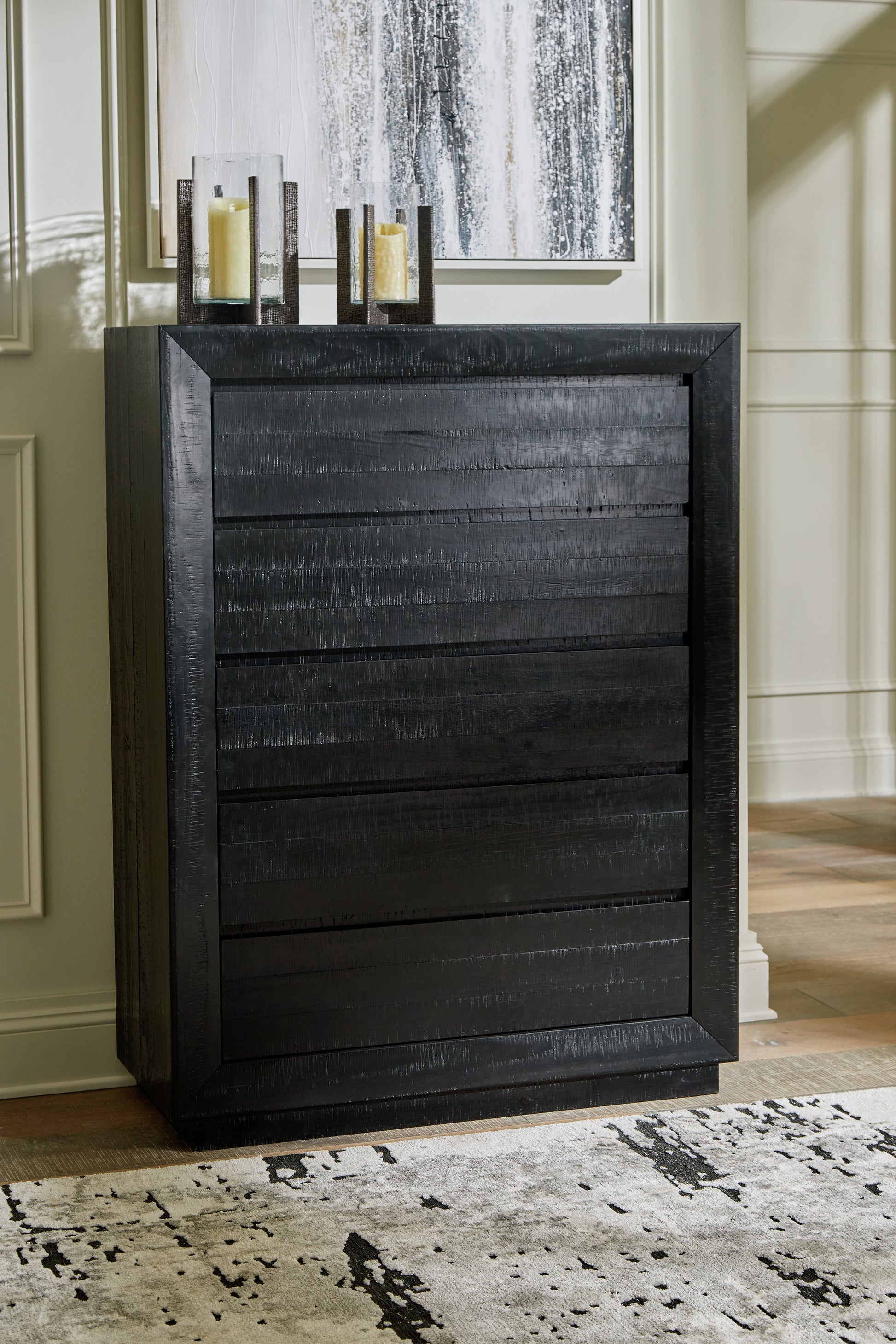 Auburndale Furniture Outlet - Ashley Furniture - Londer Bedroom - Five Drawer Chest / Black - B768-46