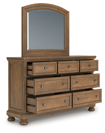 Auburndale Furniture Outlet - Ashley Furniture - Feddinger Bedroom - Dresser and Mirror / Medium Brown - PCB779B1