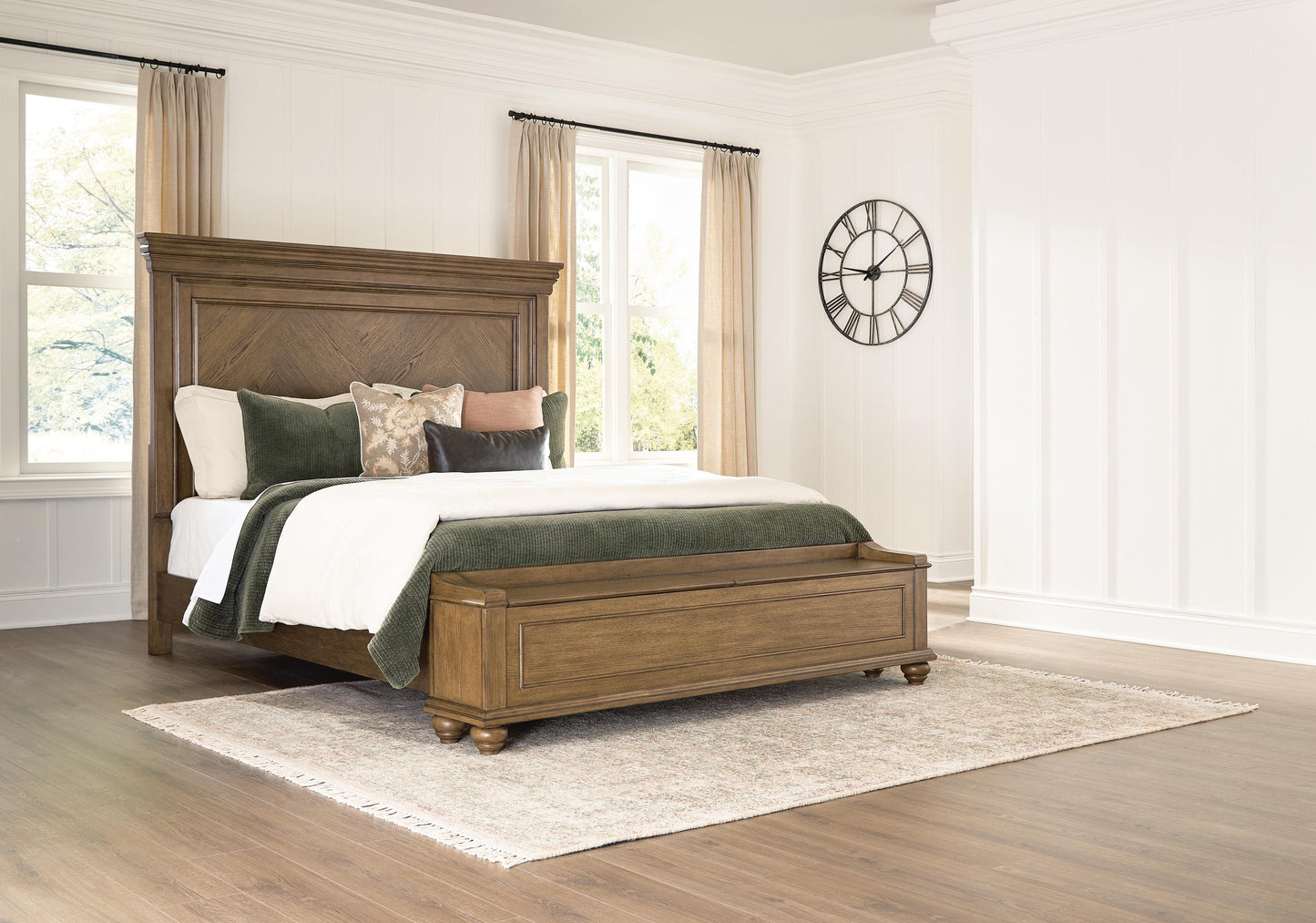 Auburndale Furniture Outlet - Ashley Furniture - Karallin Bedroom - King Panel Storage Bed / Medium Brown - PCB782B8