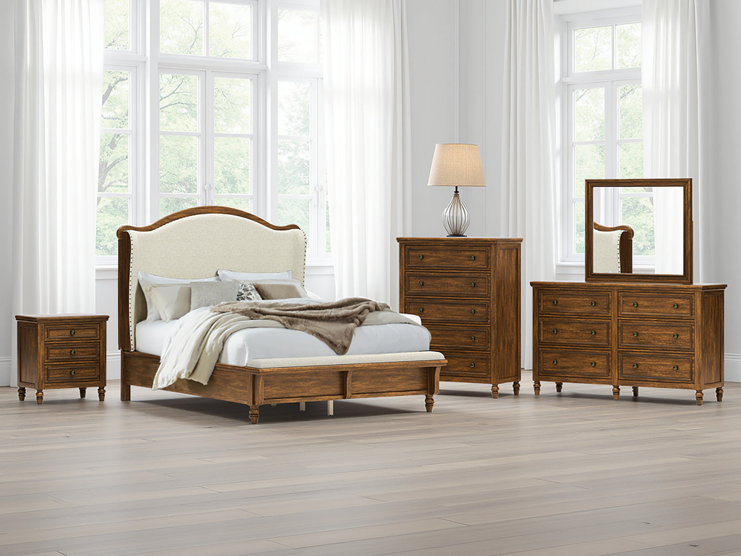 Auburndale Furniture Outlet - Ashley Furniture - Sturlayne Bedroom - Queen Upholstered Panel Bed / Brown - B787B2