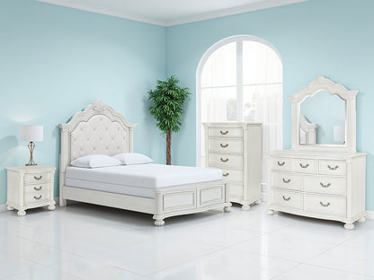 Auburndale Furniture Outlet - Ashley Furniture - Montelaine Bedroom - Queen Upholstered Panel Bed / Antique White - B795B2
