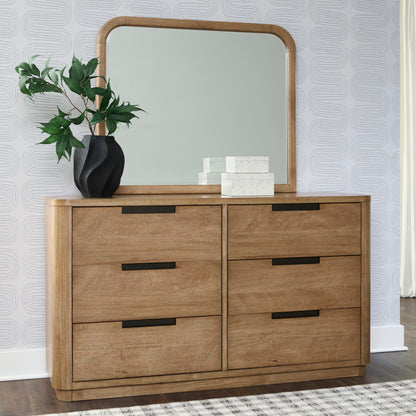 Auburndale Furniture Outlet - Ashley Furniture - Pamaria Bedroom - Dresser and Mirror / Light Brown - PCB802B1