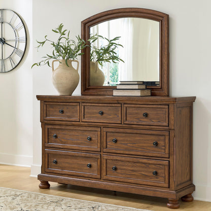 Auburndale Furniture Outlet - Ashley Furniture - Zackaryn Bedroom - Dresser and Mirror / Warm Brown - PCB807B1
