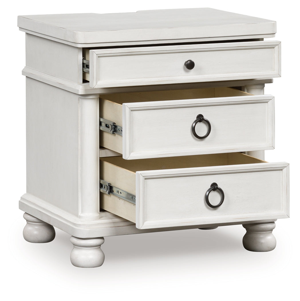 Auburndale Furniture Outlet - Ashley Furniture - Rowlenstown Bedroom - Three Drawer Night Stand / Antique White - PCB823-93