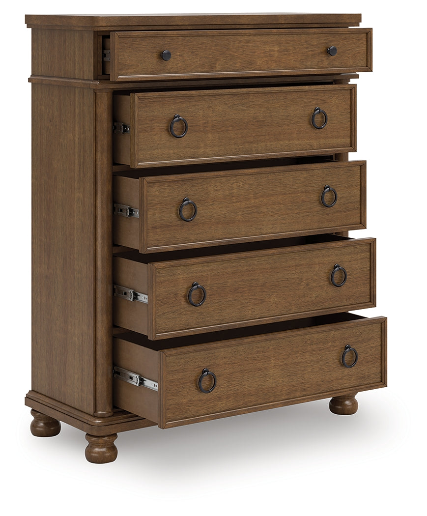 Auburndale Furniture Outlet - Ashley Furniture - Rowlenstown Bedroom - Five Drawer Chest / Brown - PCB824-46