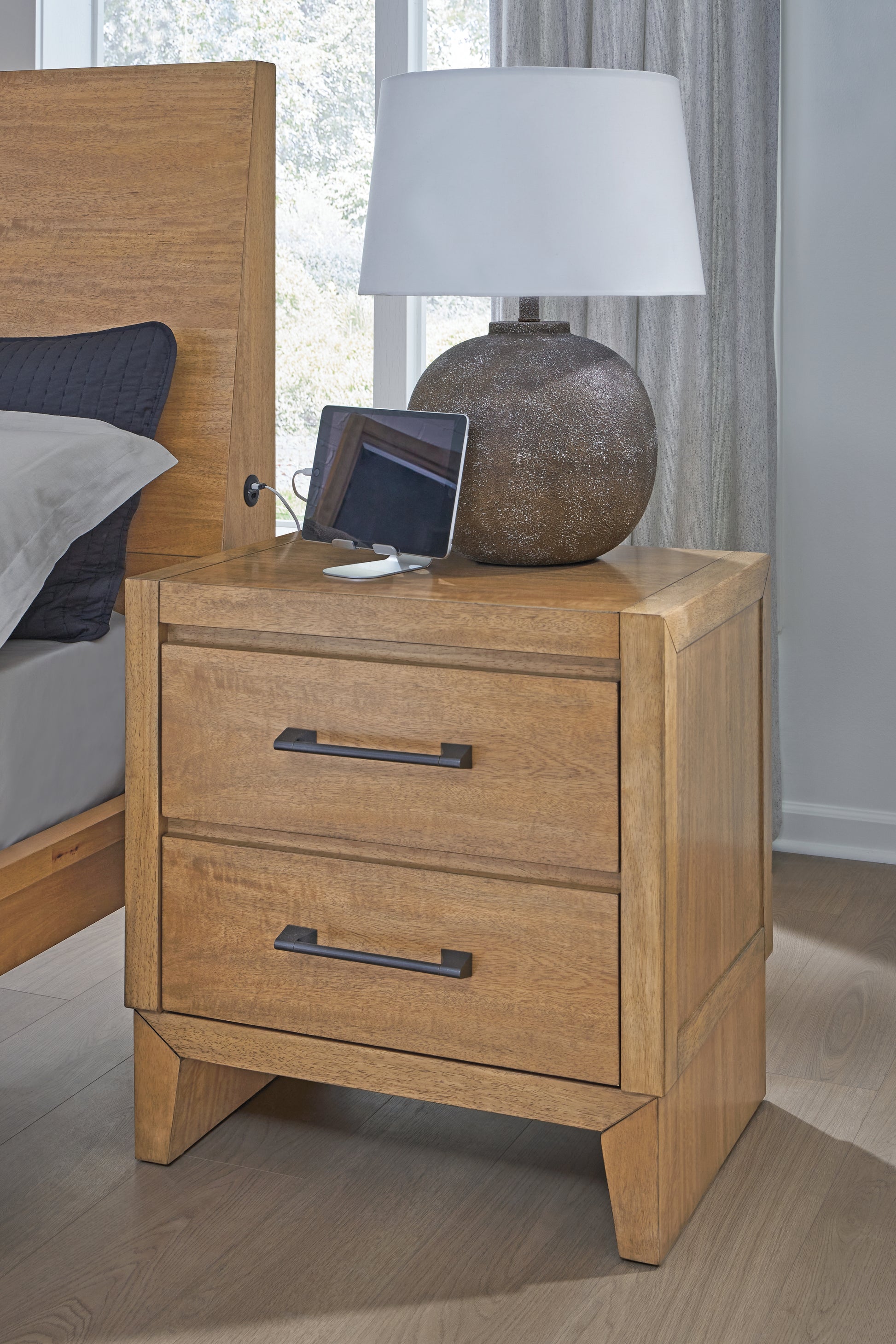 Auburndale Furniture Outlet - Ashley Furniture - Sherbana Bedroom - Two Drawer Night Stand / Light Brown - B833-92