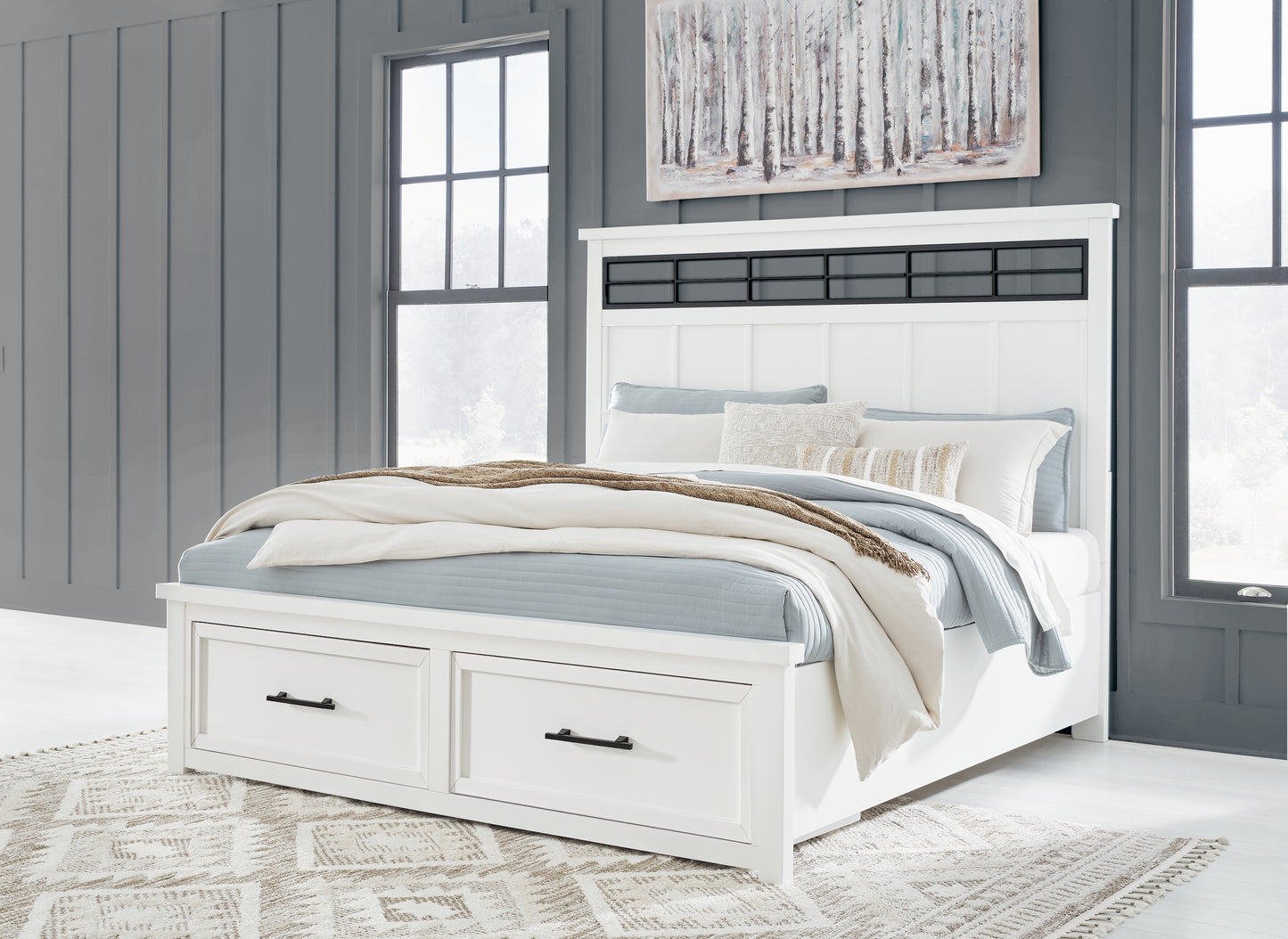 Auburndale Furniture Outlet - Ashley Furniture - Ashbryn Bedroom - California King Panel Storage Bed / White/Natural - B844B5