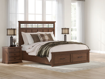 Auburndale Furniture Outlet - Ashley Furniture - Taffenbrook Bedroom - California King Panel Storage Bed / Medium Brown - B849B5