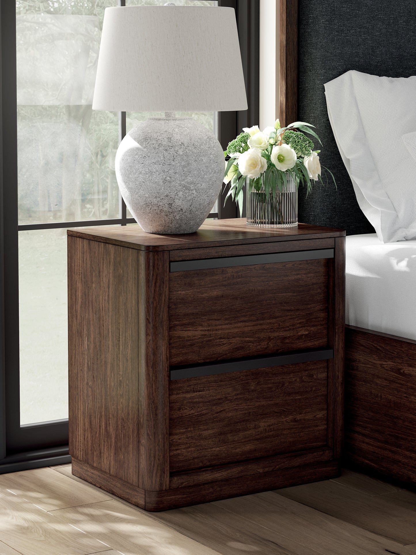 Auburndale Furniture Outlet - Ashley Furniture - Dilenno Bedroom - Two Drawer Night Stand / Dark Brown - PCB857-92