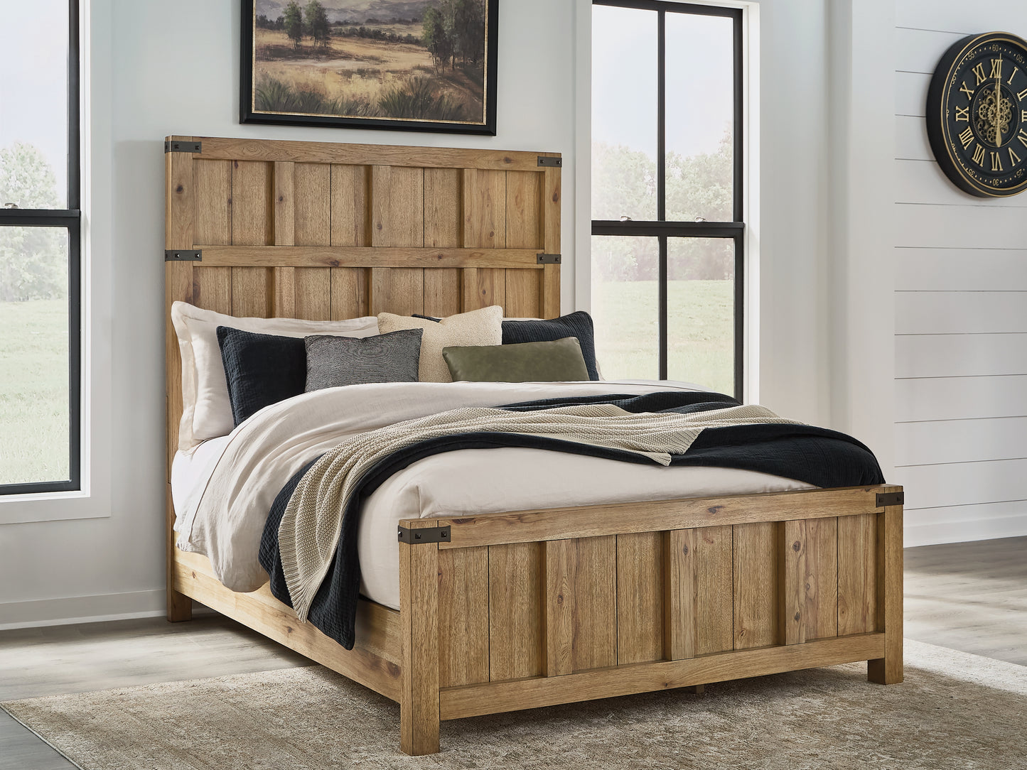 Auburndale Furniture Outlet - Ashley Furniture - Ridgester Bedroom - Queen Panel Bed / Light Brown - B858B2