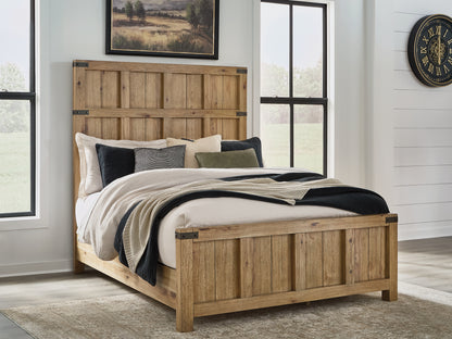 Auburndale Furniture Outlet - Ashley Furniture - Ridgester Bedroom - Queen Panel Bed / Light Brown - B858B2