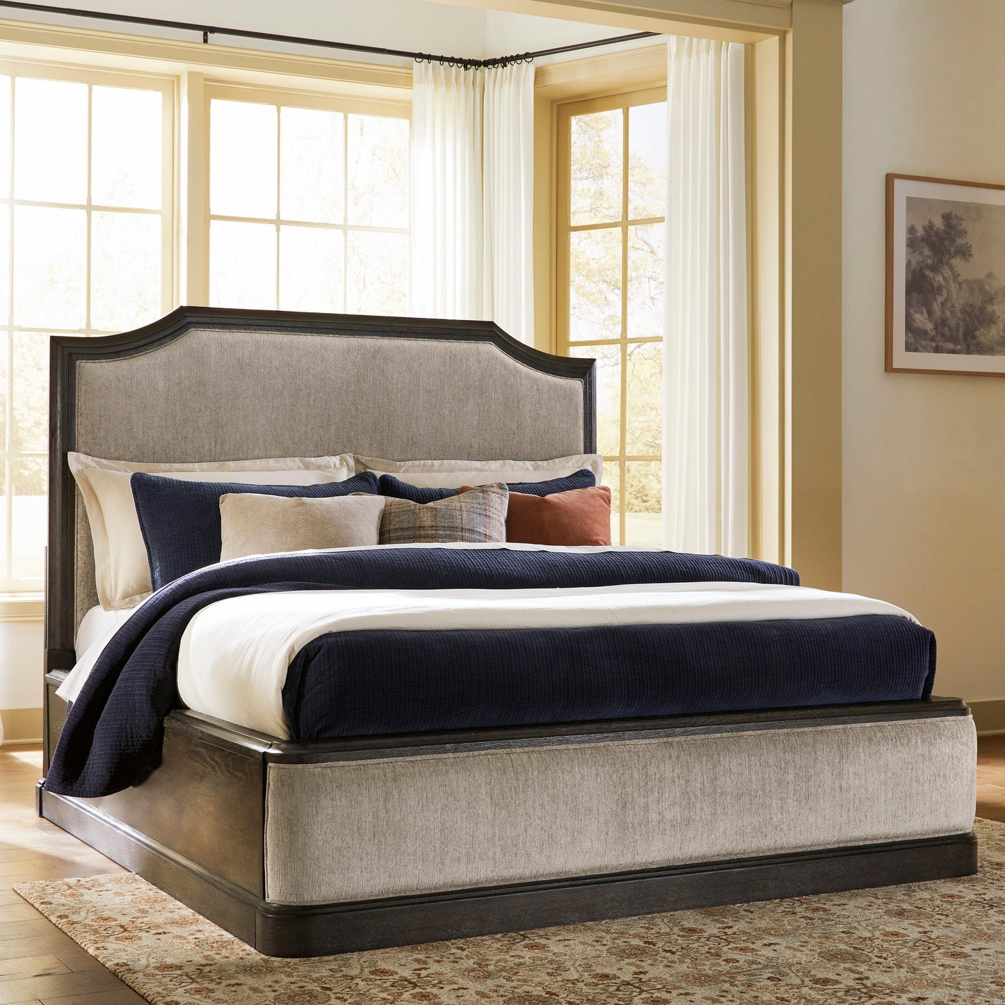 Auburndale Furniture Outlet - Ashley Furniture - Wickenger Bedroom - California King Upholstered Panel Bed / Dark Brown - PCB889B9