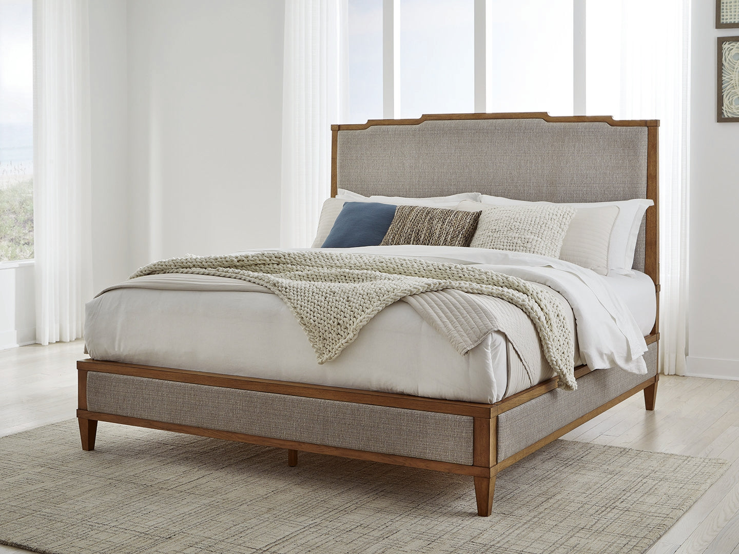 Auburndale Furniture Outlet - Ashley Furniture - Sharlance Bedroom - King Upholstered Panel Bed / Light Brown - B895B6