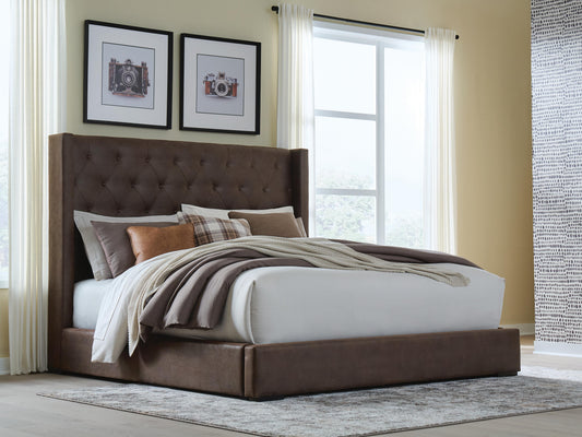 Auburndale Furniture Outlet - Ashley Furniture - Lavernty Bedroom - King Upholstered Storage Bed - PCB9002B2