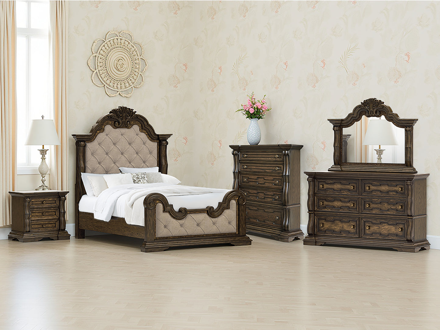 Auburndale Furniture Outlet - Ashley Furniture - Maylee Bedroom - Queen Upholstered Bed / Dark Brown - B947B2