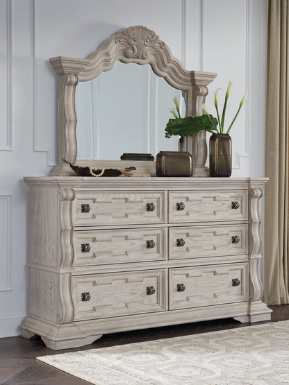 Auburndale Furniture Outlet - Ashley Furniture - Bruchandi Bedroom - Dresser and Mirror / Antique White - PCB948B1
