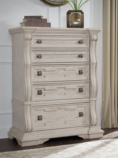 Auburndale Furniture Outlet - Ashley Furniture - Bruchandi Bedroom - Five Drawer Chest / Antique White - PCB948-46