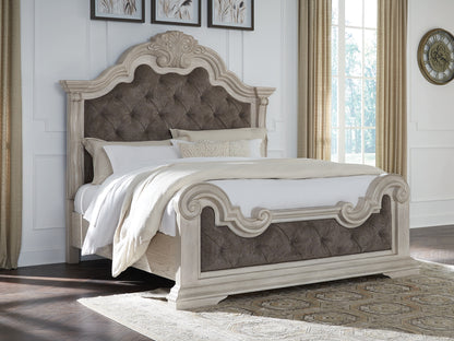 Auburndale Furniture Outlet - Ashley Furniture - Bruchandi Bedroom - California King Upholstered Panel Bed / Antique White - PCB948B5
