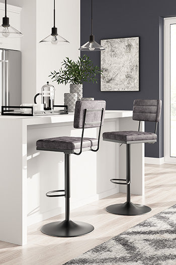 Auburndale Furniture Outlet - Ashley Furniture - Strumford Dining Room - Bar Height Bar Stool (Set of 2) / Gray/Black - D119-630X2