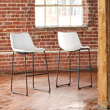 Auburndale Furniture Outlet - Ashley Furniture - Centiar Dining Room - Pub Height Bar Stool (Set of 2) / White - D372-730X2