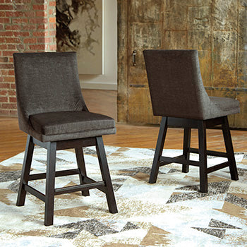 Auburndale Furniture Outlet - Ashley Furniture - Tallenger Dining Room - Counter Height Bar Stool (Set of 2) / Dark Gray - D380-624X2