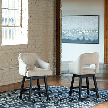 Auburndale Furniture Outlet - Ashley Furniture - Tallenger Dining Room - Counter Height Bar Stool (Set of 2) / Black/Dark Brown - D380-924X2