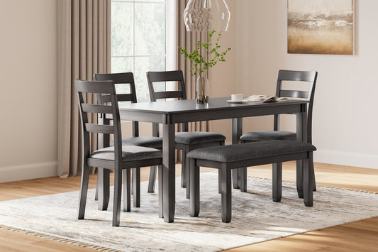 Auburndale Furniture Outlet - Ashley Furniture - Bridson Dining Room - Square Counter TBL Set (5/CN) / Gray - D383-223