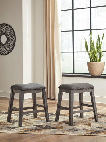 Auburndale Furniture Outlet - Ashley Furniture - Caitbrook Dining Room - Counter Height Upholstered Bar Stool (Set of 2) / Gray - D388-024X2