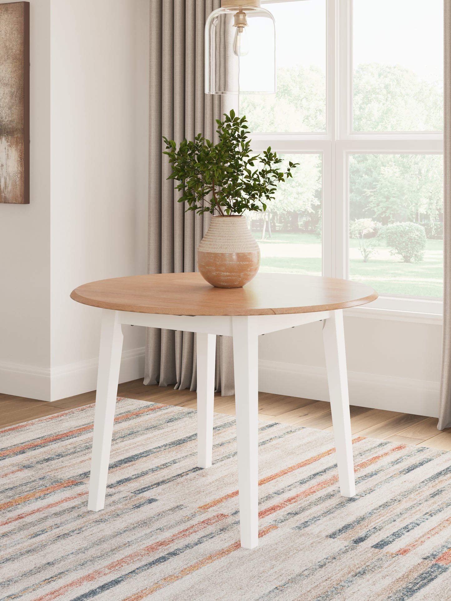Auburndale Furniture Outlet - Ashley Furniture - Gesthaven Dining Room - Round DRM Drop Leaf Table / Natural/White - D398-15