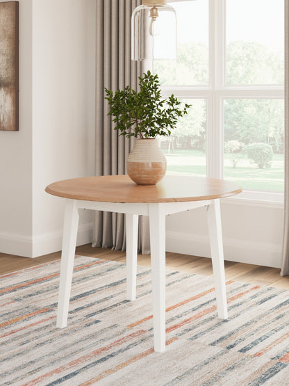 Auburndale Furniture Outlet - Ashley Furniture - Gesthaven Dining Room - Round DRM Drop Leaf Table / Natural/White - D398-15