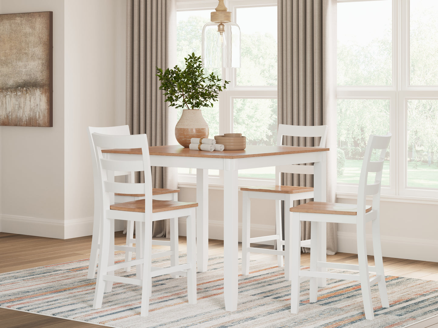 Auburndale Furniture Outlet - Ashley Furniture - Gesthaven Dining Room - DRM Counter Table Set (5/CN) / Natural/White - D398-223