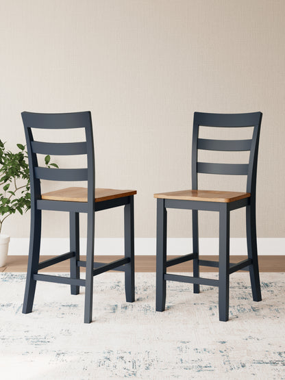 Auburndale Furniture Outlet - Ashley Furniture - Gesthaven Dining Room - Counter Height Barstool (Set of 2) / Natural/Blue - D399-124X2